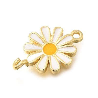 Brass Enamel Flower Links Connector Charms KK-C121-04G-01-1