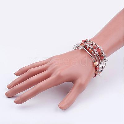 Five Loops Wrap Gemstone Beads Bracelets BJEW-JB02589-1