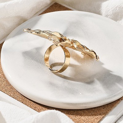 Flower Alloy Adjustable Rings for Women RJEW-B108-01KCG-1
