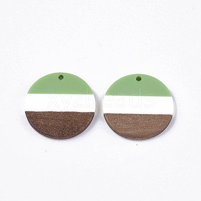 Tri-color Resin & Walnut Wood Pendants X-RESI-S358-78P-1
