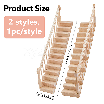 2Pcs 2 Styles Wooden Ladder Miniature Ornaments AJEW-DC0003-52-1