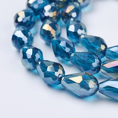 Electroplate Glass Beads Strands X-EGLA-D015-15x10mm-31-1