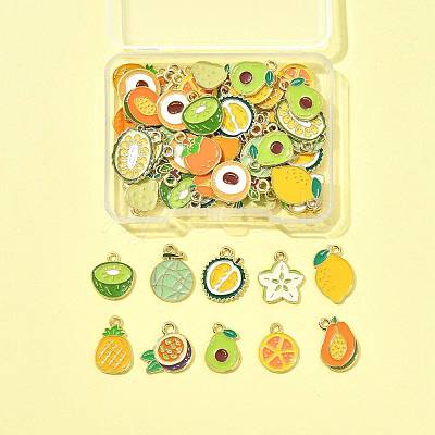 60Pcs 15 Styles Fruit Alloy Enamel Charms ENAM-FS0003-54-1