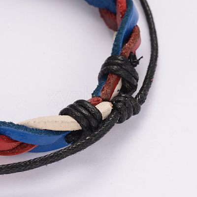 Adjustable Braided Leather Cord Bracelets BJEW-I227-02-1