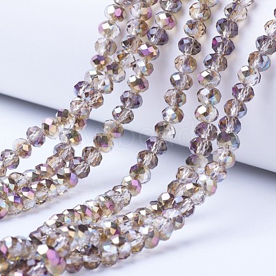 Electroplate Transparent Glass Beads Strands X-EGLA-A034-T6mm-Z02-1
