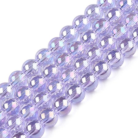 Electroplate Transparent Glass Beads Strands GLAA-T032-T6mm-AB01-1