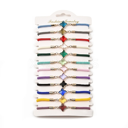 12Pcs 12 Colors Polyester Bracelets BJEW-P340-13F-G-1