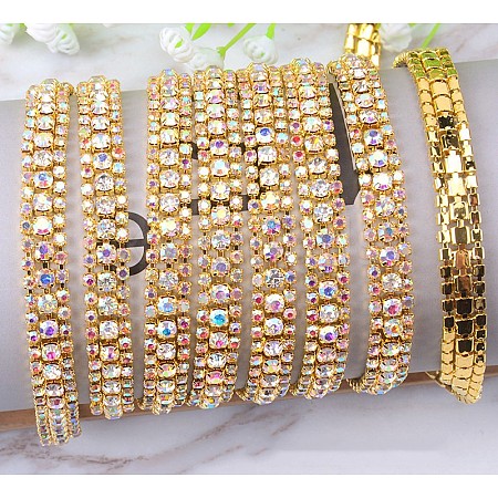 Brass Rhinestone Strass Chains CHC-WH0001-06G-1