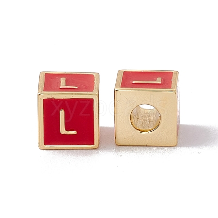 Rack Plating Brass Enamel Beads KK-B060-04G-03L-1