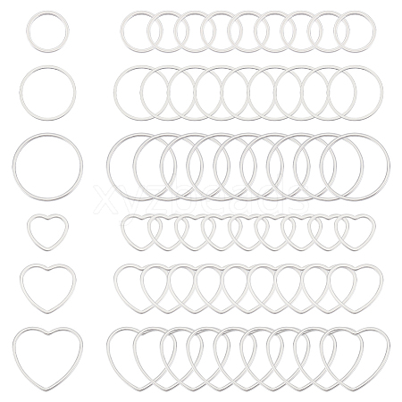 Unicraftale 60Pcs 6 Styles 304 Stainless Steel Linking Ring STAS-UN0056-44-1