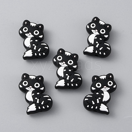 Cat Silicone Beads SIL-WH0002-86E-1