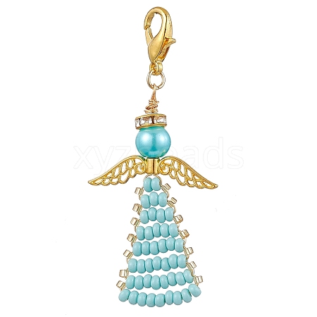 Angel Glass Seed Beads Pendants Decrotions HJEW-MZ00113-04-1