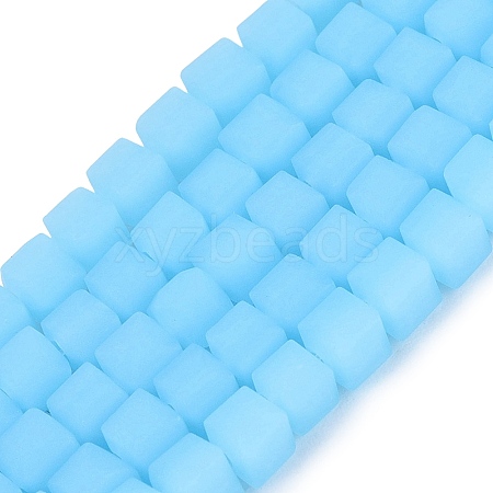Frosted Imitation Jade Glass Beads Strands GLAA-N072-01A-C03-1