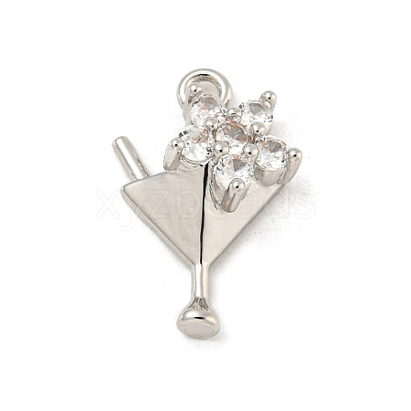 Wine Glass Rack Plating Brass Micro Pave Clear Cubic Zirconia Pendants KK-P277-15P-1