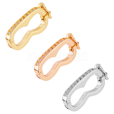 DICOSMETIC 3Pcs 3 Colors 925 Sterling Sliver Peanut Twister Clasps STER-DC0001-25-1