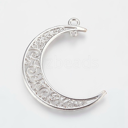 Tibetan Style Alloy Hollow Moon Links TIBEP-5312-P-FF-1