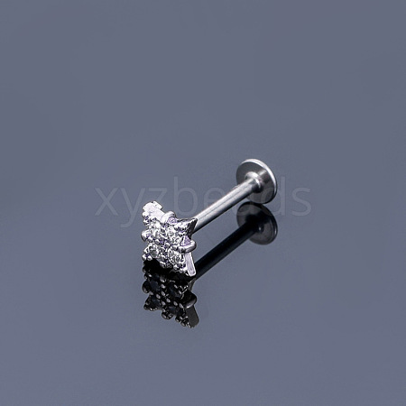 316L Surgical Stainless Steel Micro Pave Clear Cubic Zirconia Cartilage Earrings WGEC19D-06-1