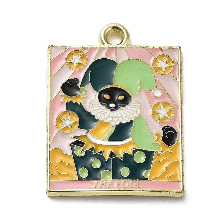 Word The Fool Alloy Enamel Pendants ENAM-M062-01D-G-1