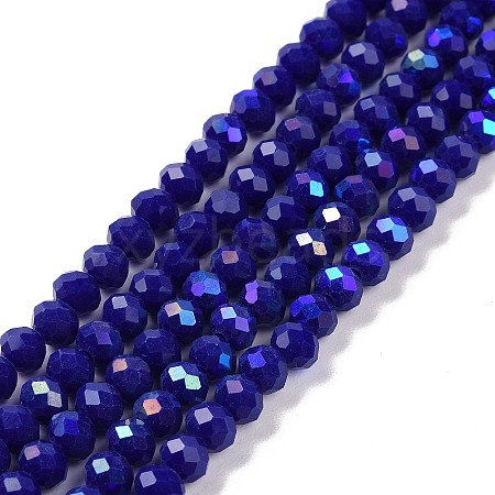 Electroplate Opaque Solid Color Glass Beads Strands EGLA-A034-P3mm-L12-1