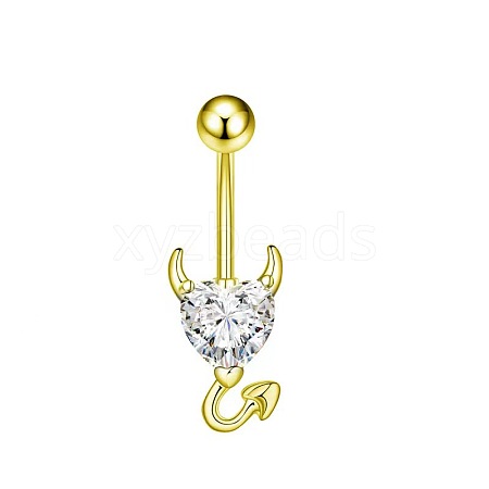 Brass Rhinestone Piercing Split Navel Ring Belly Rings WGB9F5B-04-1