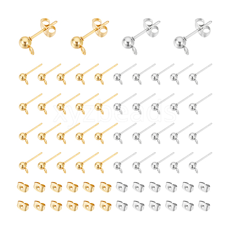 304 Stainless Steel Stud Earring Findings STAS-UN0015-38-1
