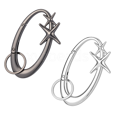 2Pcs 2 Colors Alloy Spring Gate Rings FIND-ME0003-44A-1