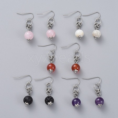 Natural Gemstone Dangle Earrings EJEW-JE03934-1