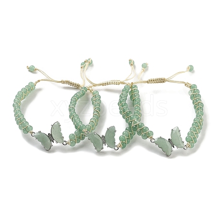 Natural Green Aventurine Braided Round Bead Bracelets BJEW-K251-06G-1