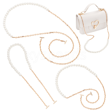 WADORN 3Pcs 3 Styles ABS Plastic Imitation Pearl Purse Chains FIND-WR0009-73B-1