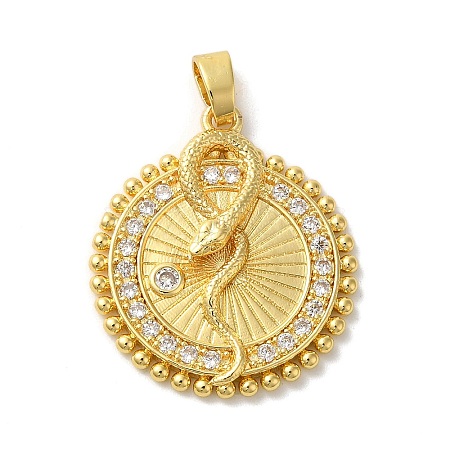 Rack Plating Brass Micro Pave Cubic Zirconia Pendants KK-U022-12A-G-1