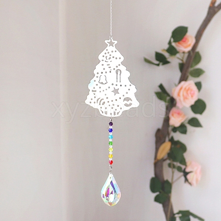 Christmas Theme Teardrop Glass Suncatchers PW-WG1AD42-09-1