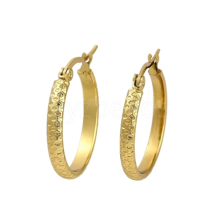 PVD Vacuum Plating 201 Stainless Steel Round Spot Hoop Earrings for Women EJEW-F345-20G-1