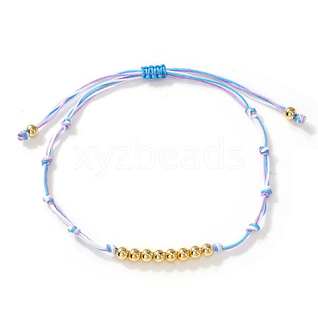 Brass Round Beads Braided Bead Bracelets AZ5003-9-1