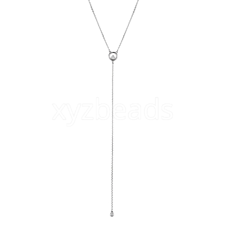 925 Sterling Silver Micro Pave Cubic Zirconia Tassel Necklaces HK3551-1