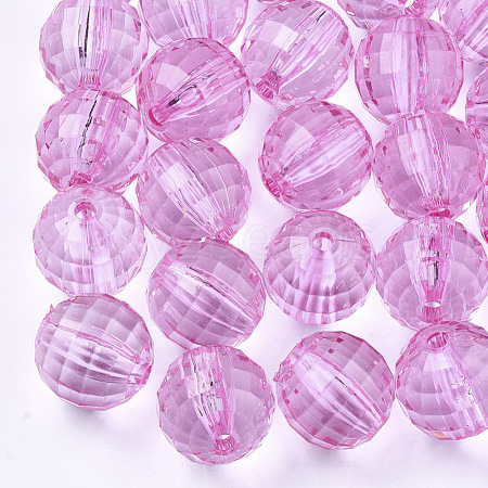 Faceted Round Transparent Clear Acrylic Beads for Chunky Jewelry Making X-PL544Y-3-1
