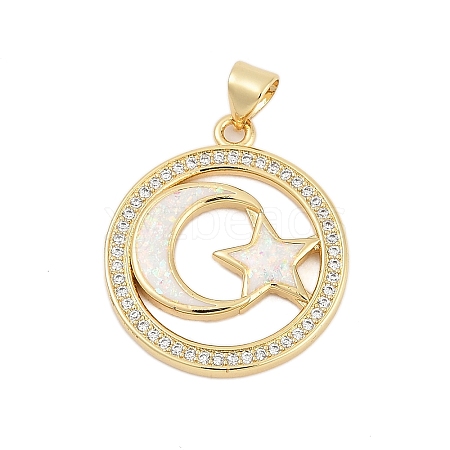 Brass Micro Pave Cubic Zirconia Pendants KK-I723-45G-1