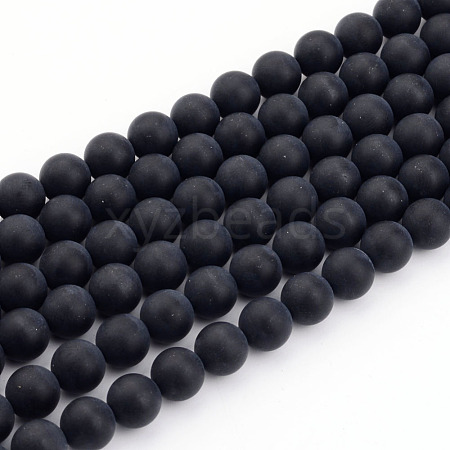 Natural Black Agate Bead Strands X-G-H056-4mm-1