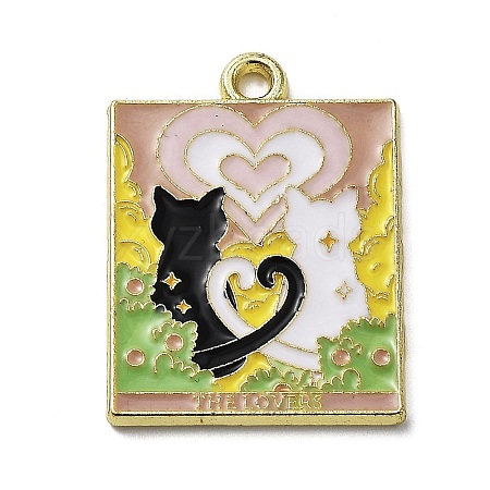 Word The Lovers Alloy Enamel Pendants X-ENAM-M062-01B-G-1