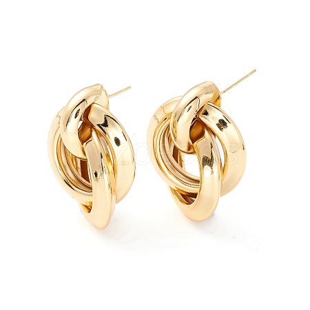 Interlocking Rings Dangle Stud Earrings for Women EJEW-I260-17G-NR-1