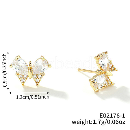 Shiny and Simple Brass Butterfly Stud Earrings FT0122-2-1