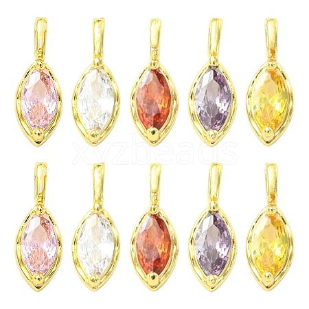 10Pcs 5 Colors Horse Eye Brass Micro Pave Cubic Zirconia Charms KK-FS0002-13B-1
