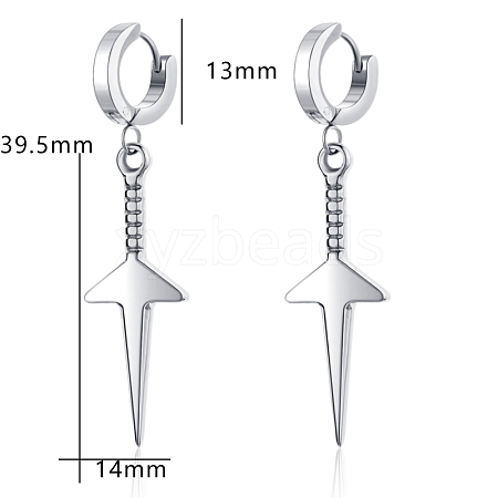 Stainless Steel Black Plated Sword Earrings and Pendant Set IR9673-2-1