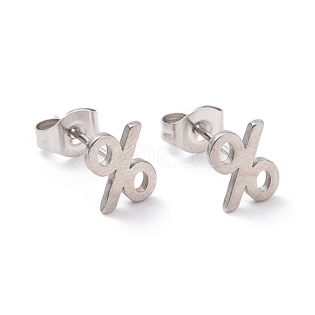 304 Stainless Steel Mathematical Percent Sign Stud Earrings for Men Women EJEW-G318-03P-1