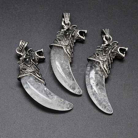 Antique Silver Zinc Alloy Natural Quartz Crystal Big Pendants G-F228-63G-FF-1