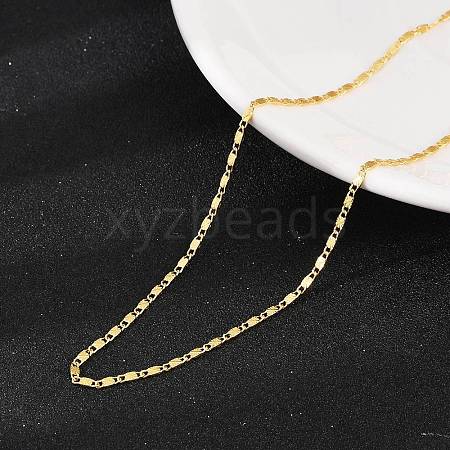 Brass Textured Oval Link Chain Necklaces NJEW-H053-01A-G01-1