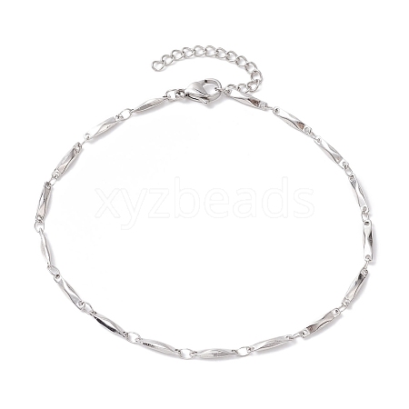 304 Stainless Steel Link Bar Chain Anklets for Women AJEW-AN00622-1