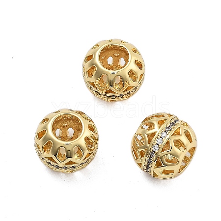 Brass Micro Pave Cubic Zirconia Europe Beads KK-Q006-46G-1