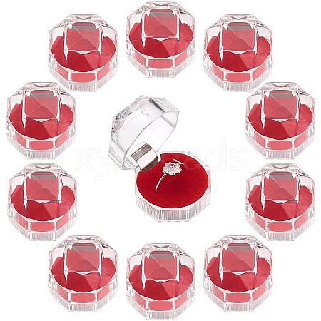 CHGCRAFT 40Pcs Octagon Transparent Plastic Ring Boxes CON-CA0001-020-1