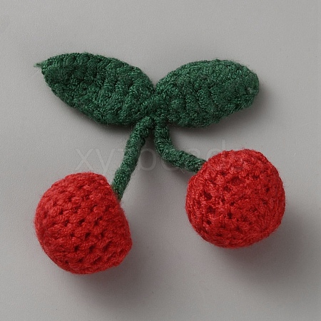 Polyester Crochet Cherry DIY-WH0622-391C-1