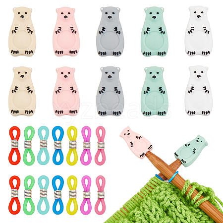  Polar Bear Silicone Knitting Needle Stoppers SIL-NB0001-25-1